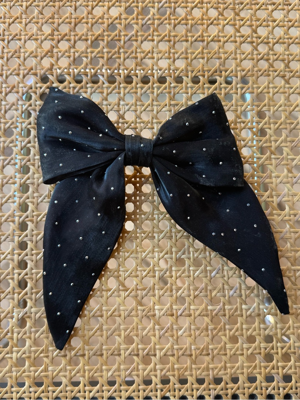 Black Studded Bow Hair Clip - Elegant Women’s Hair Accessory